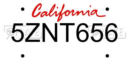 5ZNT656 California License Plate