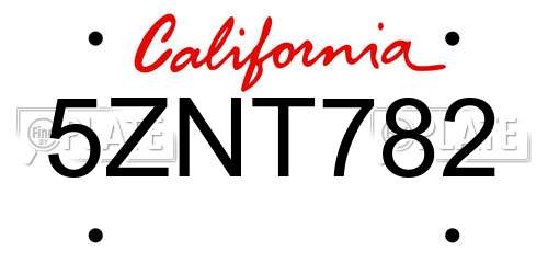 5ZNT782 California License Plate