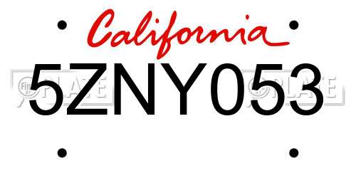 5ZNY053 California License Plate
