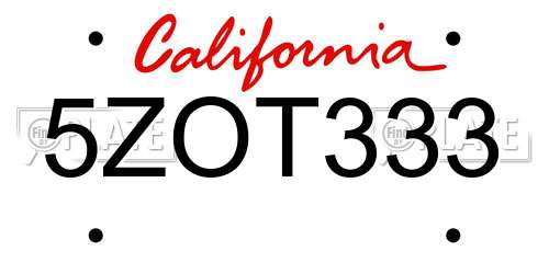 5ZOT333 California License Plate