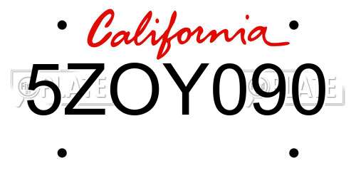5ZOY090 California License Plate