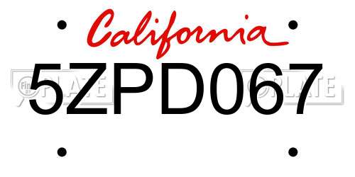 5ZPD067 California License Plate