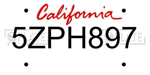 5ZPH897 California License Plate