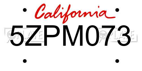 5ZPM073 California License Plate