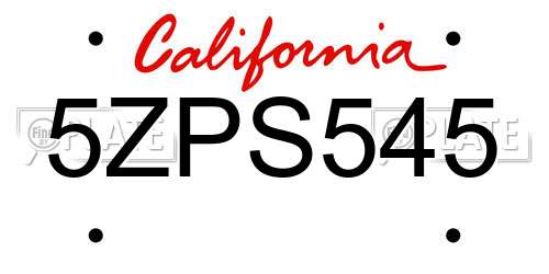 5ZPS545 California License Plate