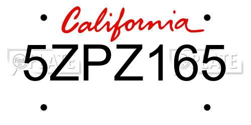 5ZPZ165 California License Plate