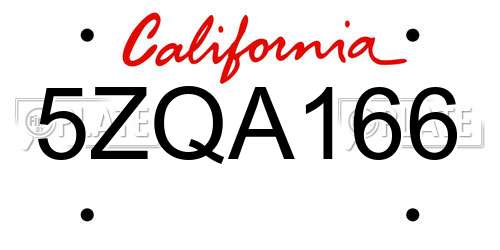 5ZQA166 California License Plate