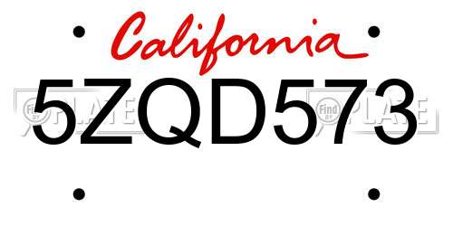 5ZQD573 California License Plate