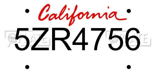 5ZR4756 California License Plate