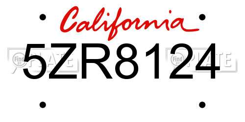 5ZR8124 California License Plate