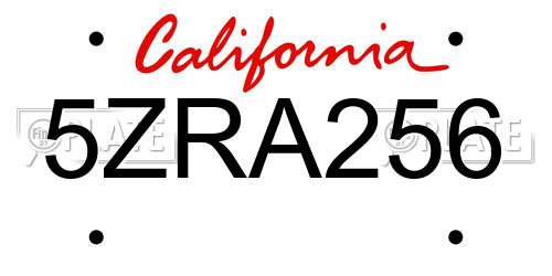 5ZRA256 California License Plate