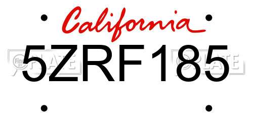 5ZRF185 California License Plate