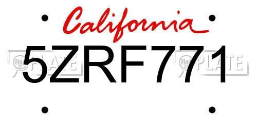 5ZRF771 California License Plate