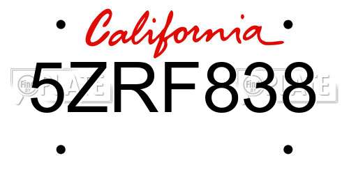 5ZRF838 California License Plate