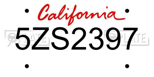 5ZS2397 California License Plate