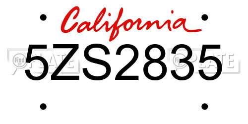 5ZS2835 California License Plate