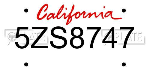 5ZS8747 California License Plate