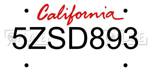 5ZSD893 California License Plate