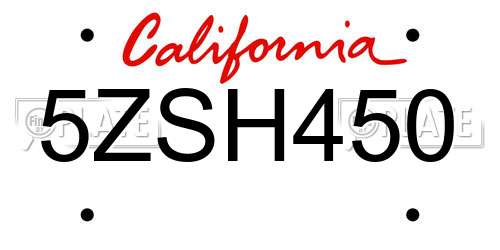 5ZSH450 California License Plate