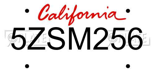 5ZSM256 California License Plate