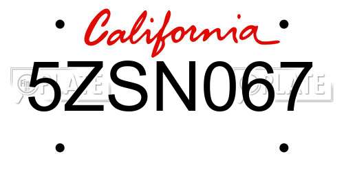 5ZSN067 California License Plate