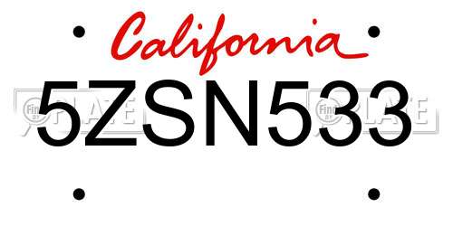5ZSN533 California License Plate