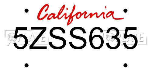 5ZSS635 California License Plate