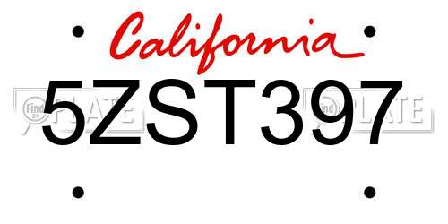 5ZST397 California License Plate