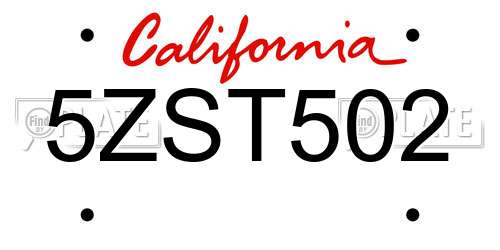 5ZST502 California License Plate
