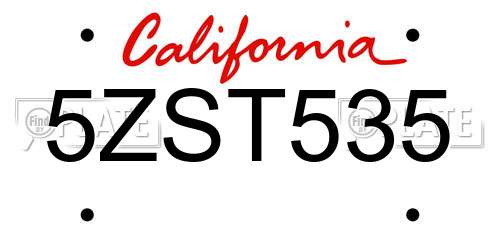 5ZST535 California License Plate
