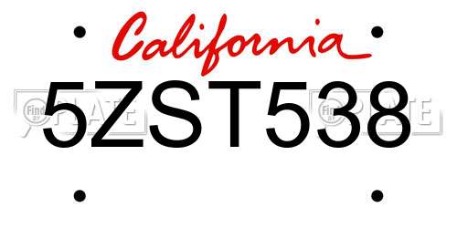 5ZST538 California License Plate