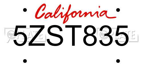 5ZST835 California License Plate