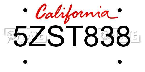 5ZST838 California License Plate