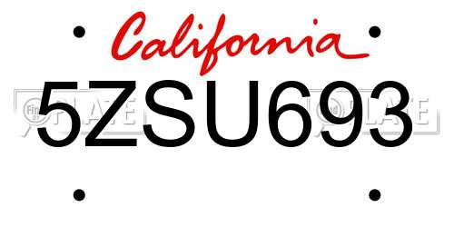 5ZSU693 California License Plate