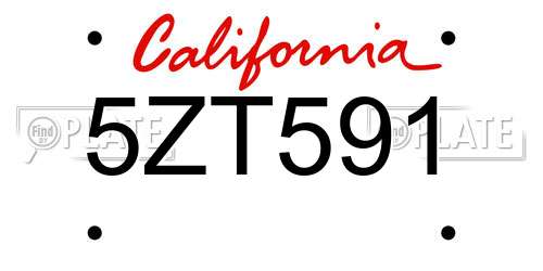 5ZT591 California License Plate