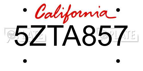 5ZTA857 California License Plate