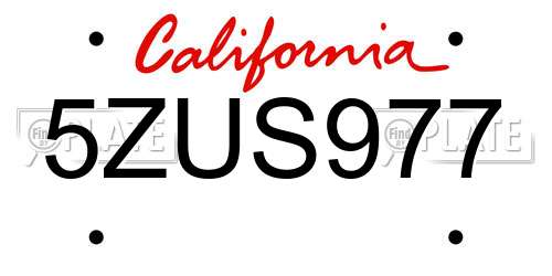 5ZUS977 California License Plate