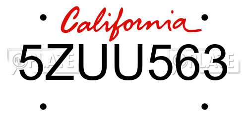 5ZUU563 California License Plate