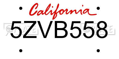 5ZVB558 California License Plate