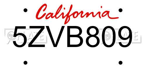 5ZVB809 California License Plate