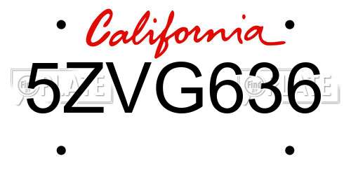 5ZVG636 California License Plate