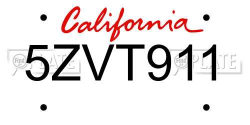 5ZVT911 California License Plate