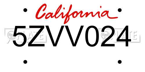 5ZVV024 California License Plate