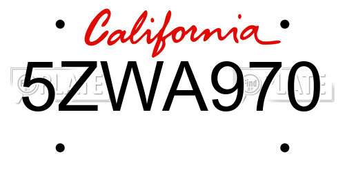 5ZWA970 California License Plate