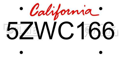 5ZWC166 California License Plate
