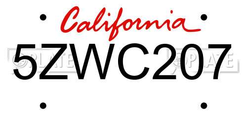 5ZWC207 California License Plate