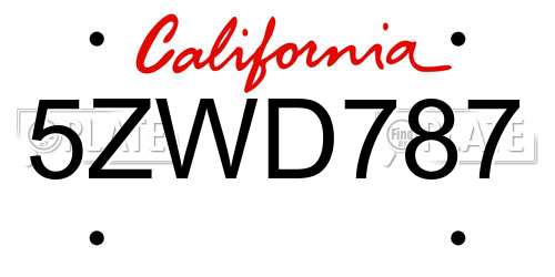 5ZWD787 California License Plate