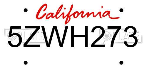 5ZWH273 California License Plate
