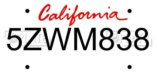 5ZWM838 California License Plate