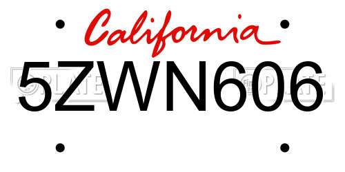 5ZWN606 California License Plate